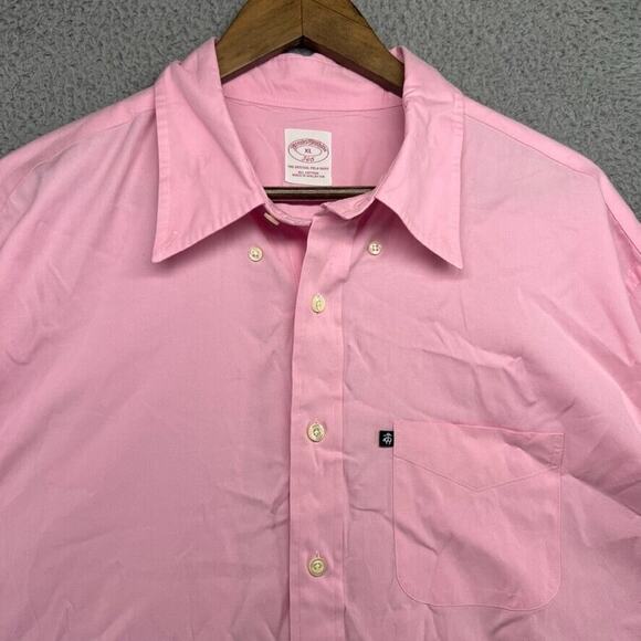 Brooks Brothers Shirt Men's Extra Large Pink Button Down 346 Cotton Pocket Logo - Picture 1 of 10